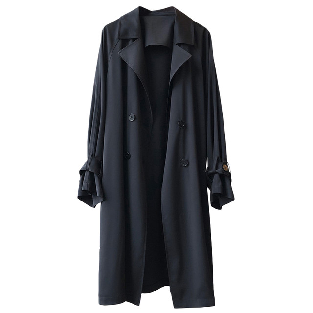 Hepburn style drapey trench coat for women 2024 new spring and autumn mid-length large size light coat small coat