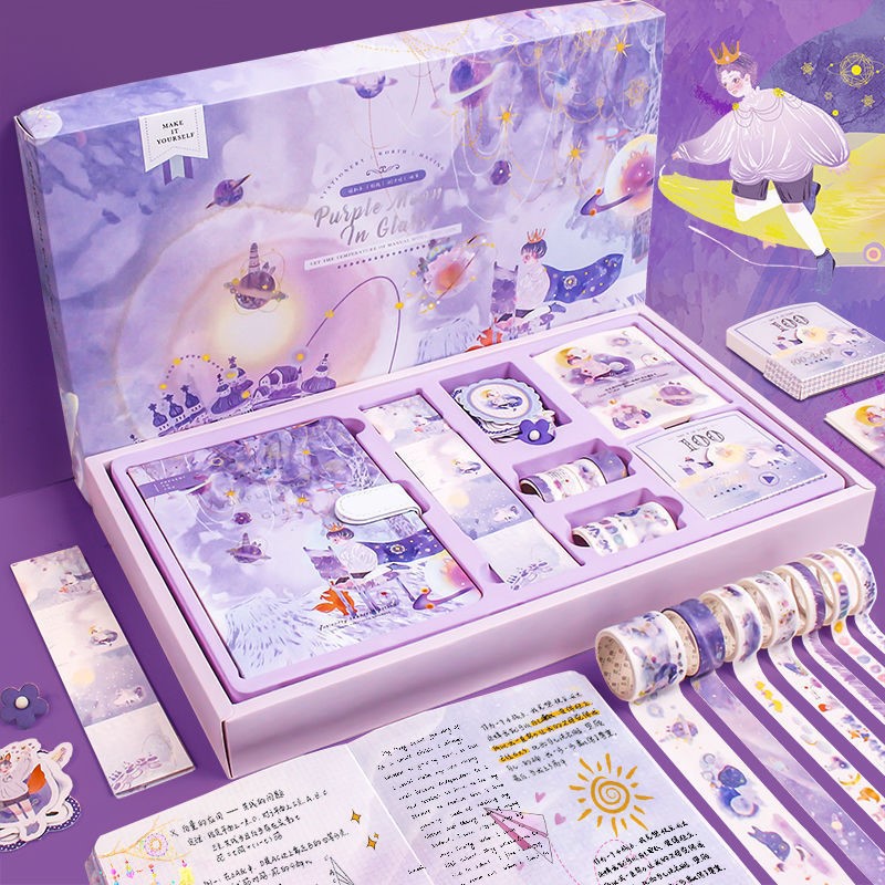 Girls heart book set full set of cheap high-value luxury version net red hand account set box starry sky notebook