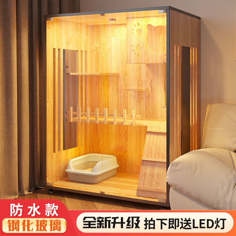 Cat Cage Villa Mega Free Space Home Cat Cage Interior Two Floors With Kitty Luxury Cat House Solid Wood Cat House-Taobao