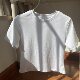 Short cotton pure white soft T-shirt for women in summer, tall and slim short top with exposed navel, sweet, spicy, high waist and slim fit