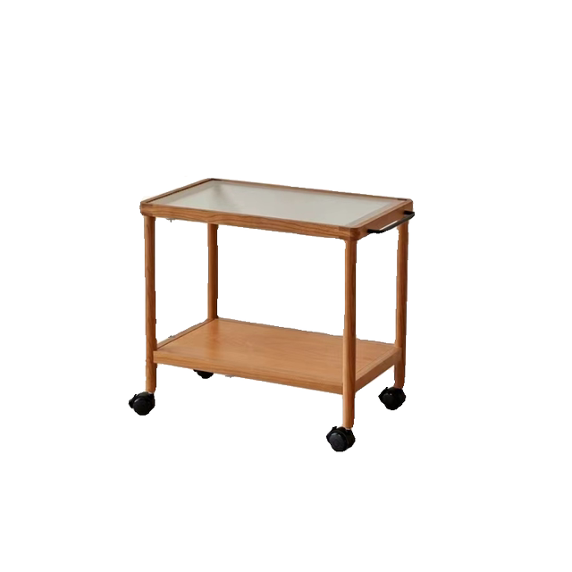 ໄມ້ແຂງ trolley side table movable sofa bedside table coffee cherry wood Nordic simple small apartment baby storage