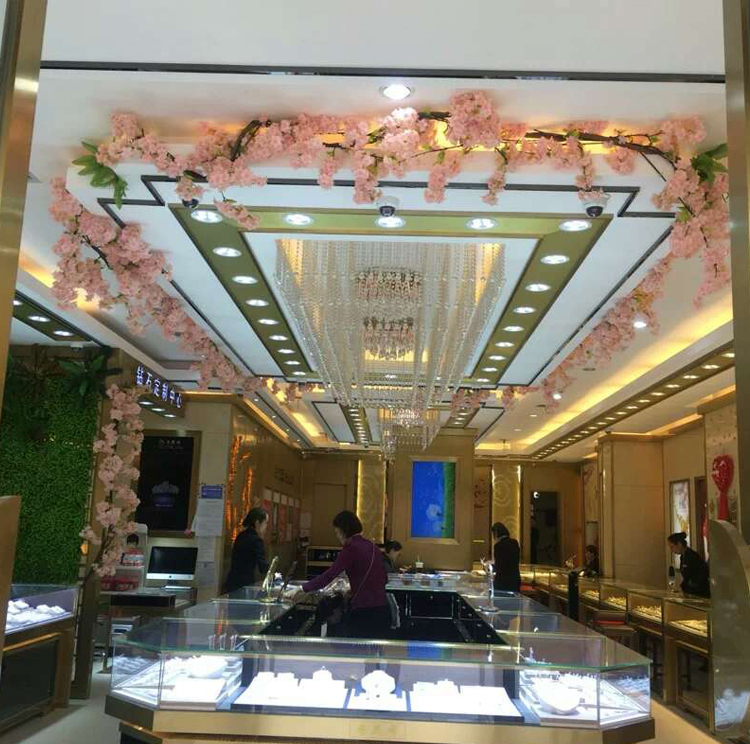 Mô phỏng cành hoa anh đào cành cây bốn lá xanh lá cưới Hoa anh đào trang trí hoa lụa phòng khách tầng cao - Hoa nhân tạo / Cây / Trái cây hoa lan hồ điệp giả