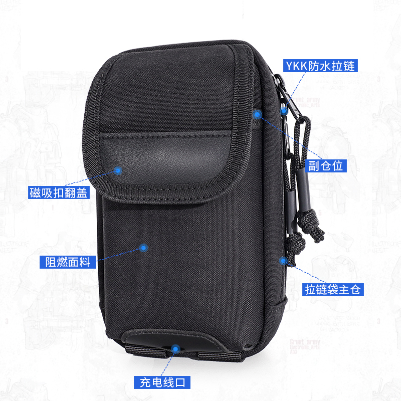 Dragon Scale Armor Dual Compartment Bag Ykk Waterproof Zipper Bag Outdoor Portable Duty Waist Bag Compatible with Belt Vest Lightweight