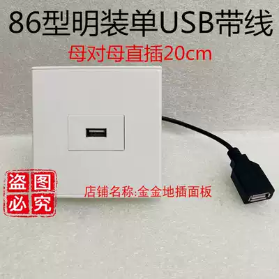 Type 86 single usb surface mount panel socket one bit USB with wire mother-to-mother direct butt butt welding-free extension cord 20cm