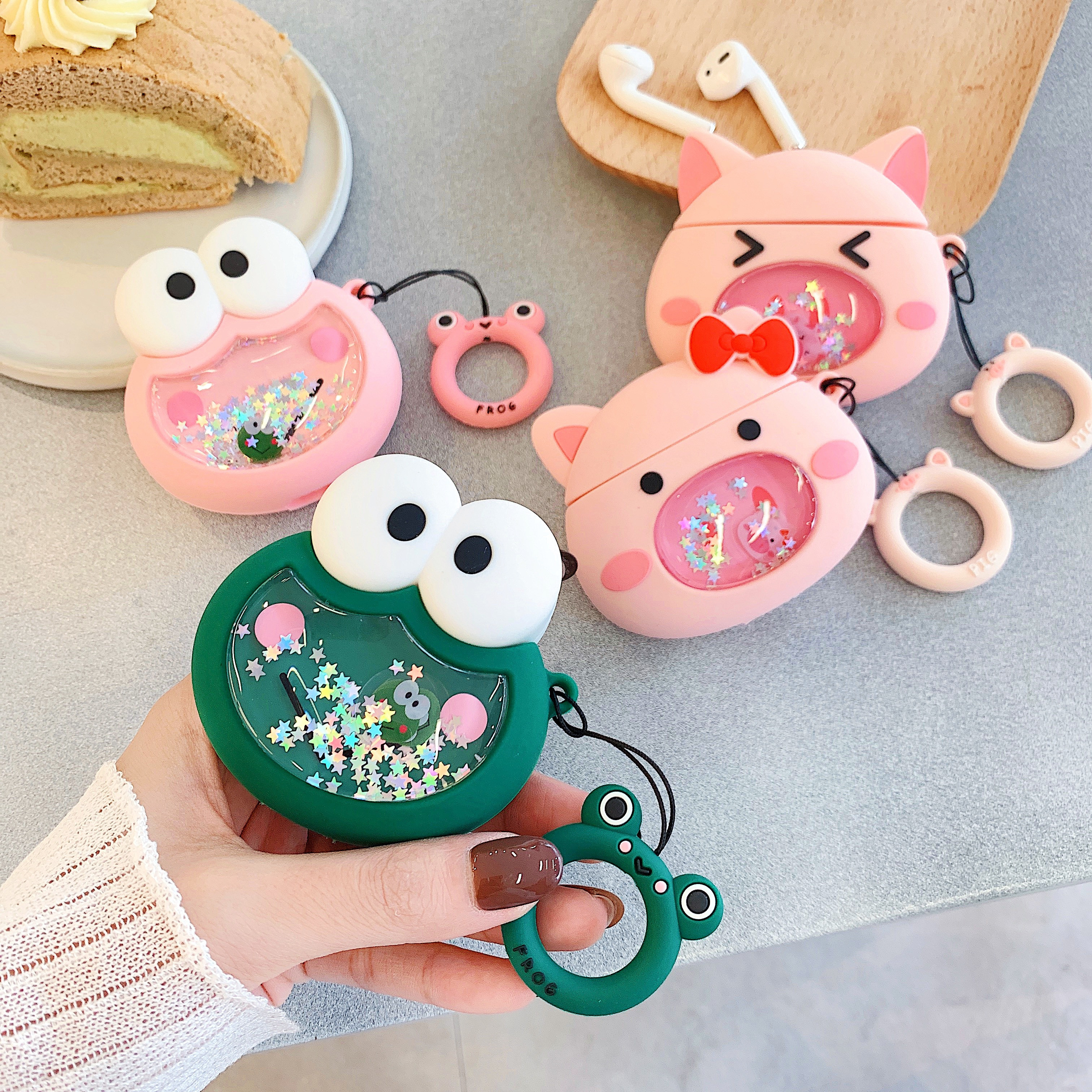 Cartoon Streaming Sand Frog Small Pig applies Apple Wireless Bluetooth headphone shell airpods2 protective sleeve airpods3