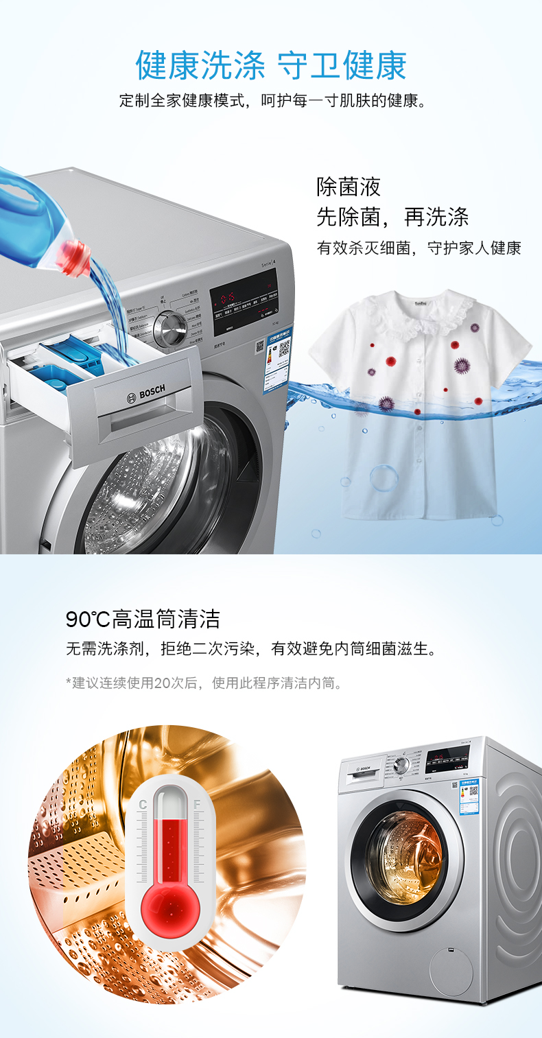 Máy giặt trống công suất lớn hoàn toàn tự động gia đình Bosch / Bosch WAP282682W10 kg - May giặt máy giặt mediamart