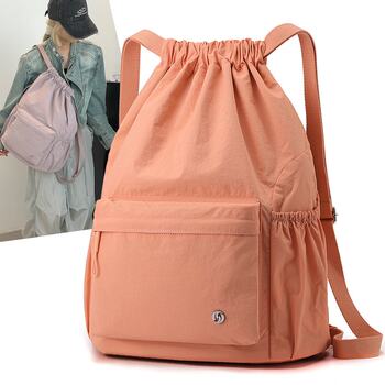 Korean fashion women's authentic simple large-capacity drawstring backpack outdoor sports travel backpack high-end trend