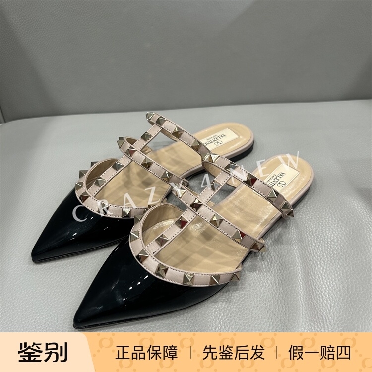【National Trend】Valentino Spring/Summer Women's Pointed Toe Studded Two-Circle Ankle Wrap Sandals 【National Trend】Valentino Spring/Summer Women's Pointed Toe Studded Two-Circle Ankle Wrap Sandals