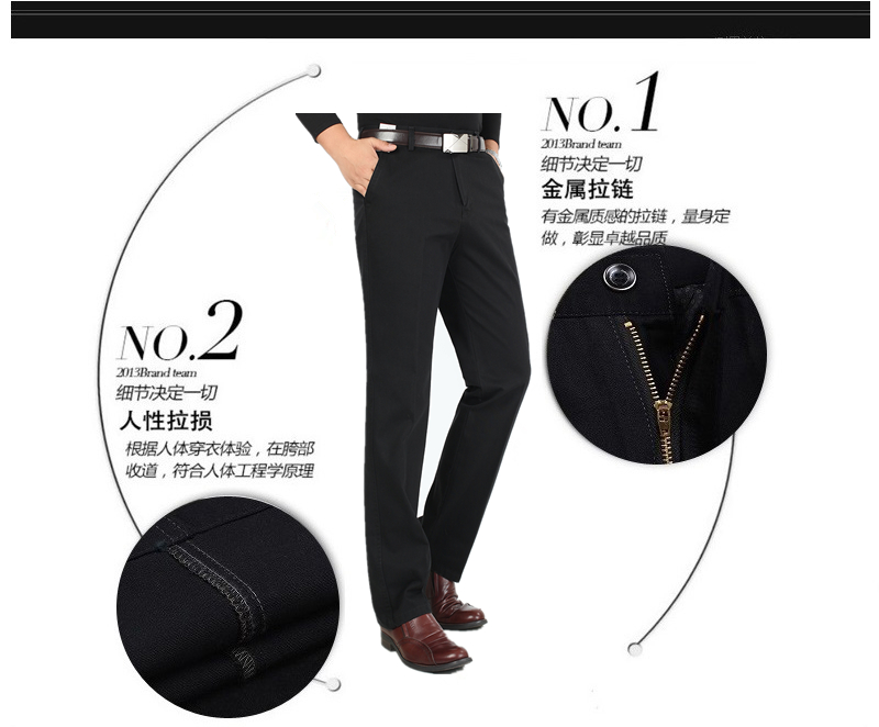 Playboy quần thường quần nam dày phần trung niên cao eo cotton miễn phí ủi quần lỏng lẻo cha quần short jean nam