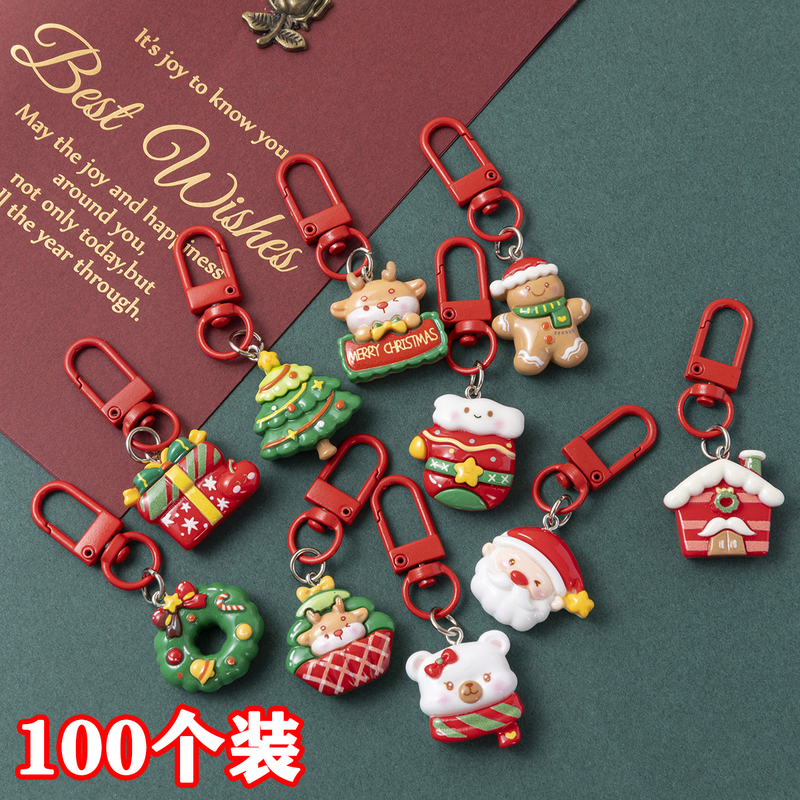 Christmas Cartoon Keychain Cute Resin Pendant Christmas Tree Creative Gift Student Bag Decoration Gift