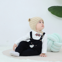 Baby jumpsuit cartoon can be opened 0-2 years old male and female baby big PP wool knitted cotton thin pants