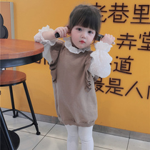 Girls suit skirt spring and autumn pure cotton net red foreign style baby childrens spring dress 2019 new fashion Korean casual