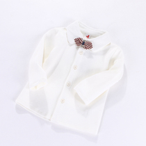 Childrens velvet bowknot lapel one-piece top baby bottoming shirt autumn and winter shirt collar baby spring and autumn