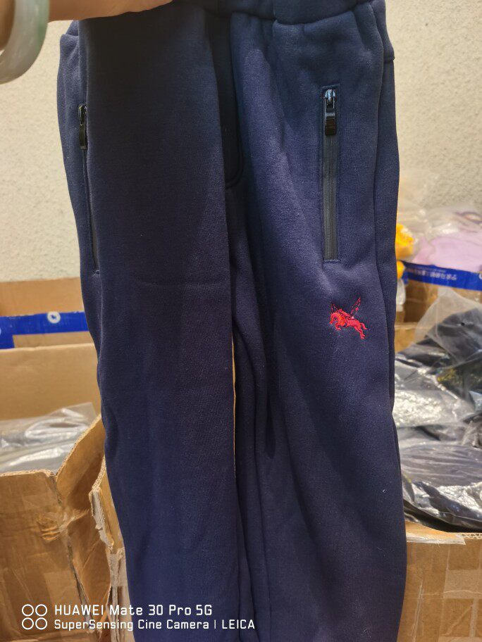 MQ Boys White Fit Winter Plus Velvet Casual Pants Navy Blue Sweatpants Pants Length 68cm