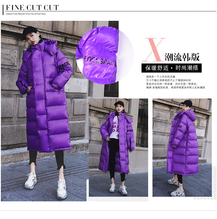 Quần áo cotton mỏng nữ dài 2018 mới lưới quần áo màu đỏ trên đầu gối xuống áo khoác Dongdaemun x2 cotton mùa đông áo phao đen nữ