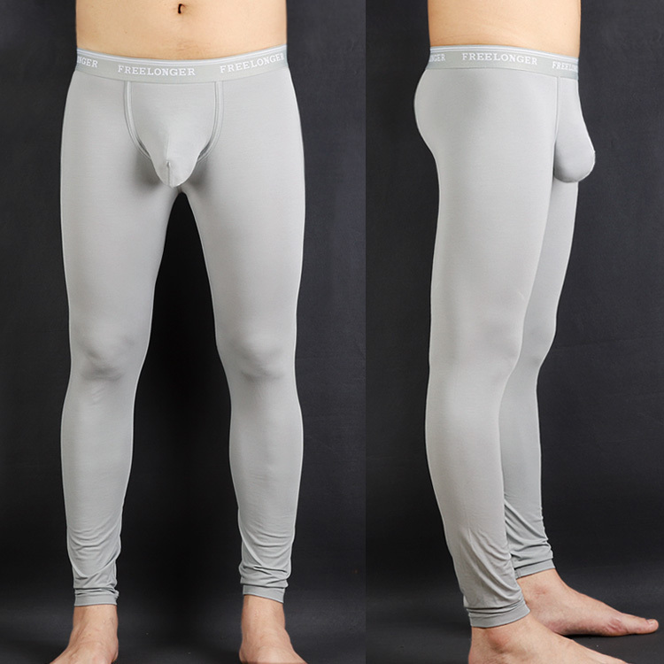 Fanlilong Large Pouch Men's Base Layer Pants, No Need to Wear Underwear, Autumn and Winter Modal Thermal Pants Freelonger