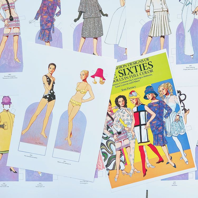 60s Fashion design Apparel Costume Retro Paper Doll Changing Paper Doll Paper Paparazzi Changing Clothes-Taobao