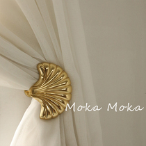 MokaMoka curtain wall hook European designer retro art brass shell adhesive hook
