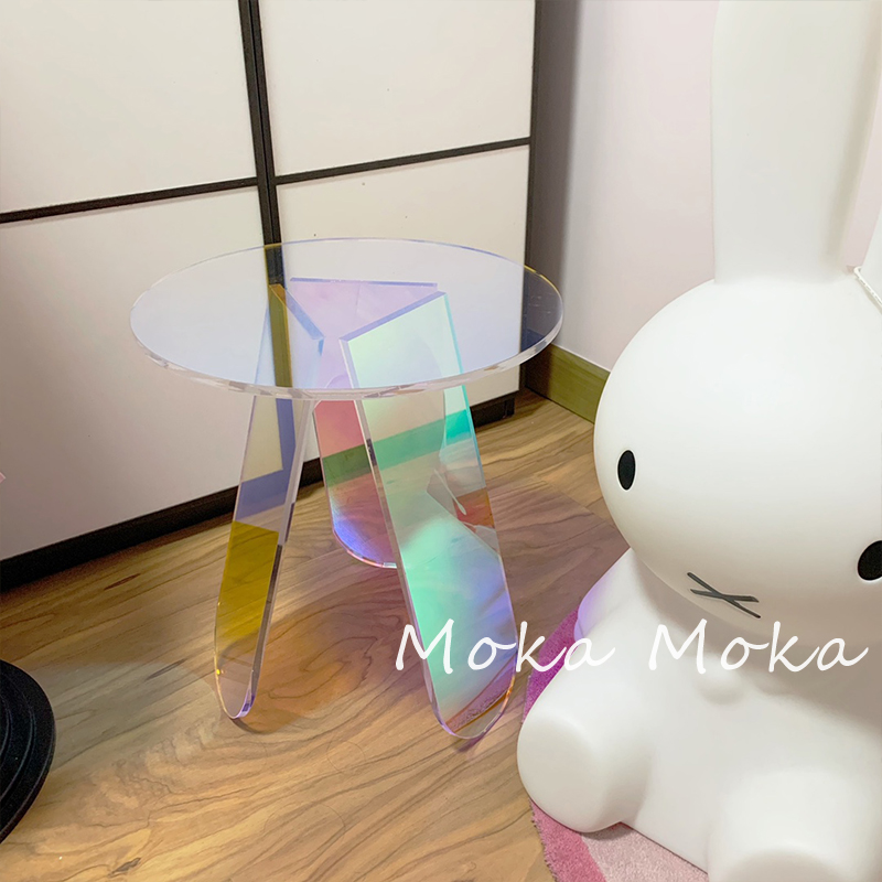 MokaMoka transparent small tea table Nordic sofa side a few ins net red acrylic colorful coffee small round table