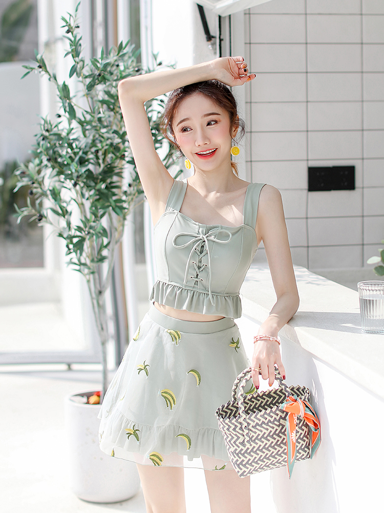Swimsuit female summer conservative two - piece three - piece set 2022 new explosion gathers thin and thin - shade hot spring swimsuit