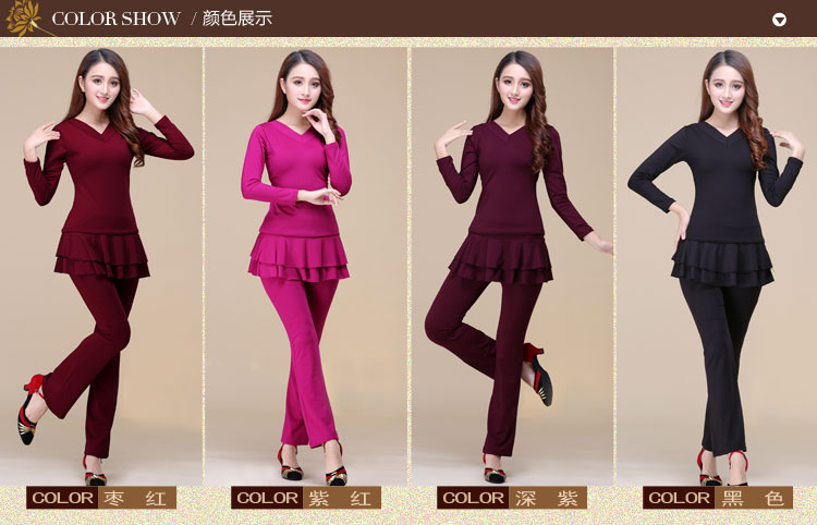 Trang phục khiêu vũ vuông mùa xuân và mùa thu dài tay áo cộng với áo lụa nhung lụa thực hành quần áo trang phục khiêu vũ trang phục khiêu vũ quần áo - Khiêu vũ / Thể dục nhịp điệu / Thể dục dụng cụ giày tập múa cho bé