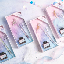 (Dreamcatcher series)Glass pen Starry sky pen Crystal pen Handmade creative student dip pen Birthday gift box set