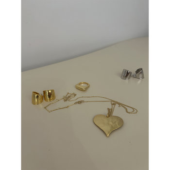 Guiguijia authentic korean dongdaemun xia golden texture love pendant necklace c-shaped wide face earrings ring