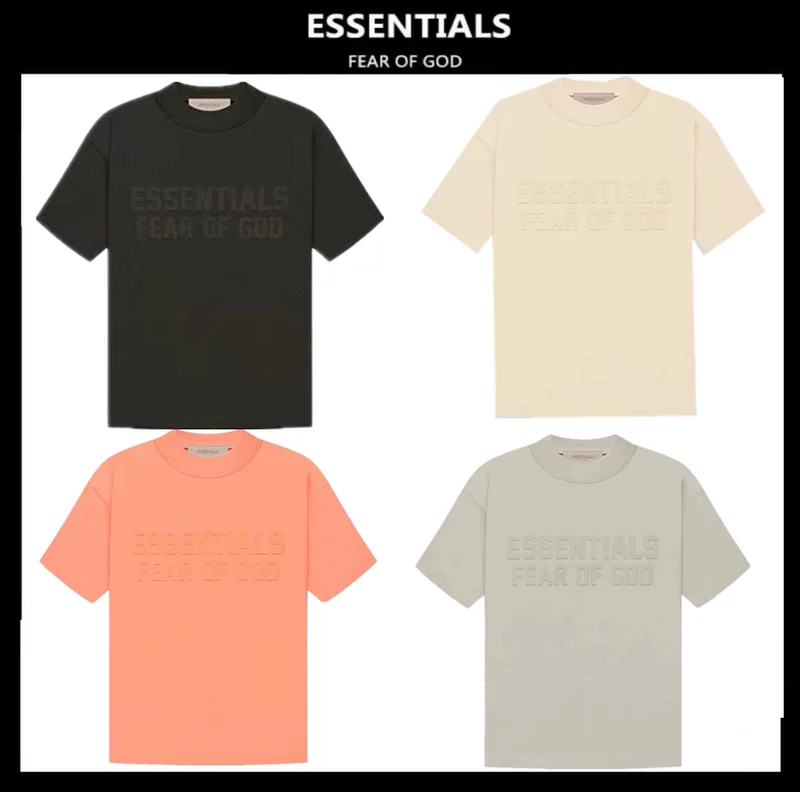 Американская трендовая марка FOG Essentials22 для многорядной надписи на груди сплошной буквенной вышивкой, свободная футболка с короткими рукавами