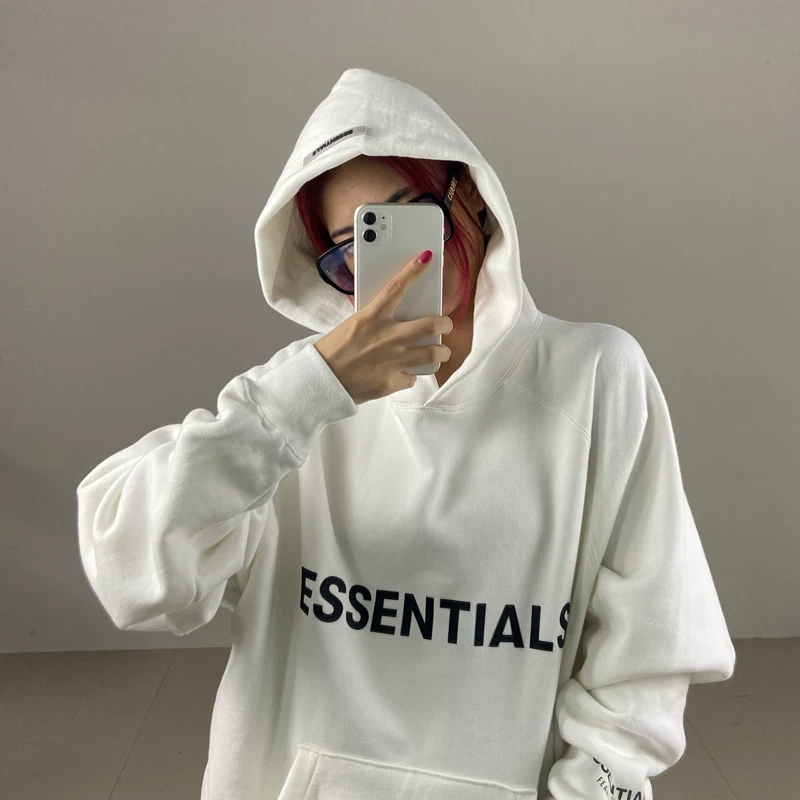 50% скидка FOG Американский модный бренд ESSENTIALS многострочная силиконовая грудь худи толстовка свободный кропленный грамм