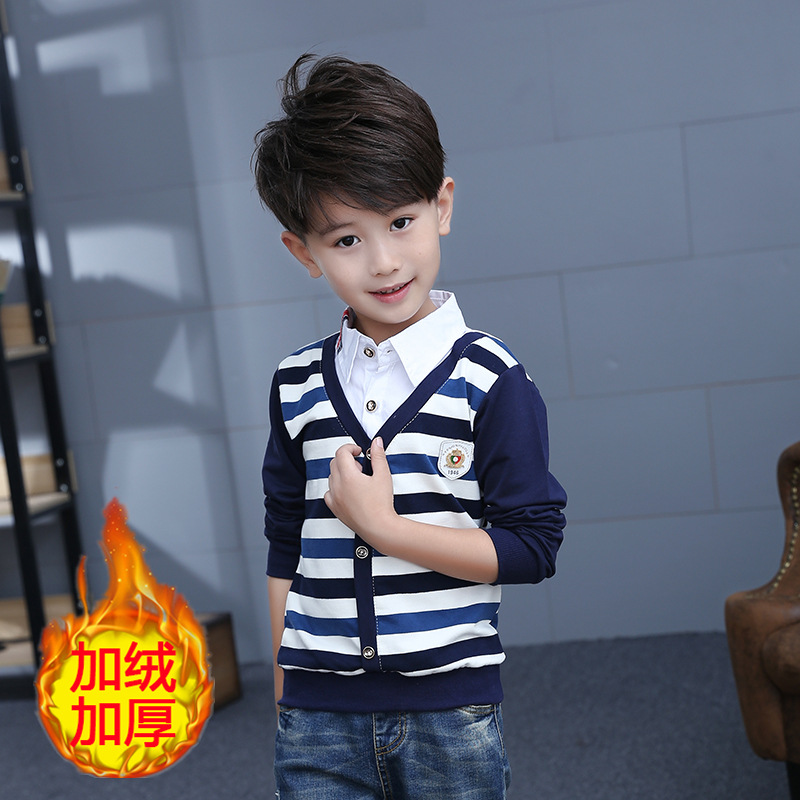 Boys tiests mùa xuân Hàn Quốc phiên bản của chiếc áo khoác mùa thu đơn mảnh hàng đầu của trẻ em có thể mặc cậu bé cơ thể 桖 quần áo dài tay mùa xuân.