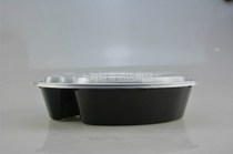 Disposable fast food box Lunch box thickened high-grade plastic round three-grid packing box Takeaway fast food box lunch box