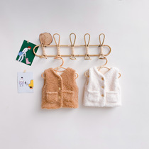 Winter thickened baby vest warm plus velvet lamb velvet baby vest quilted vest outer jacket