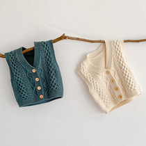Korean version of the baby vest outside the foreign style spring and autumn waistcoat knitted cotton spring and summer baby knitted vest coat thin