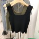 Camisole for Women, Summer Ice Silk Sleeveless Knitted Short French Top, Racer Vest, Trbottomy Outer Wear