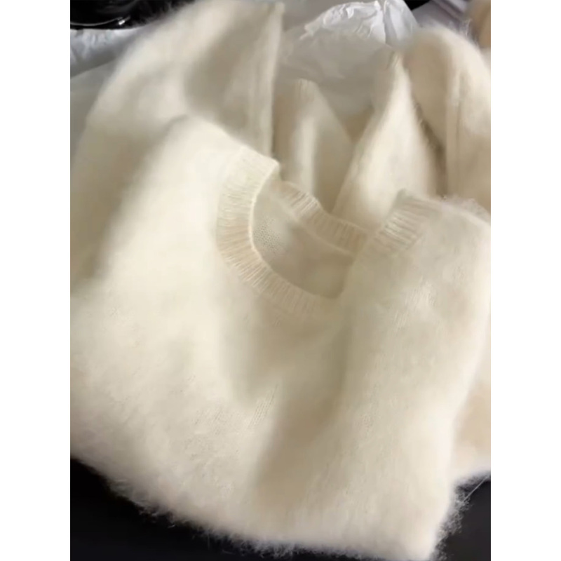 Cashmere Sweater Pullover Knit Top White Base Layer Round Neck Loose Casual Women's Clothing Cashmere Sweater Pullover Knit Top White Base Layer Round Neck Loose Casual Women's Clothing