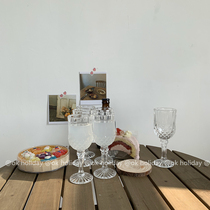 ok holiday*Korean style ins embossed goblet Red wine glass Bed and breakfast restaurant decoration decoration glass