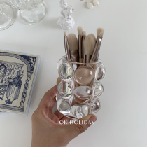 ok holiday * Korea ins wind concolades with round ball glass pen holder small crowddecorated makeup brush barrel table containing