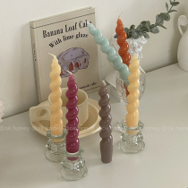 South Korea Ins candy Color candle Twist Spiral Candle Retro Morandi Color swing for the folk shop window