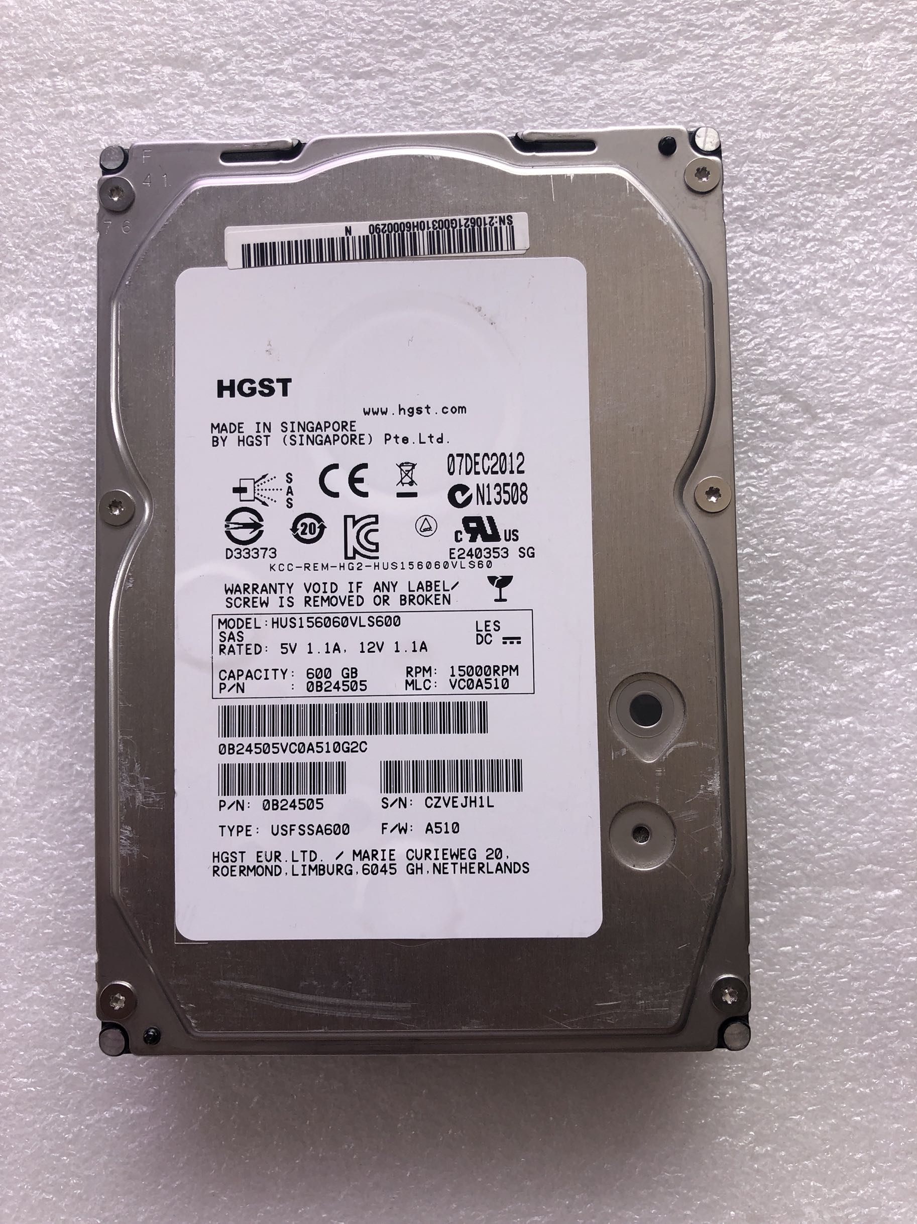 HGST HUS156045VLS600 450GB SAS 3 5 inch server hard disc