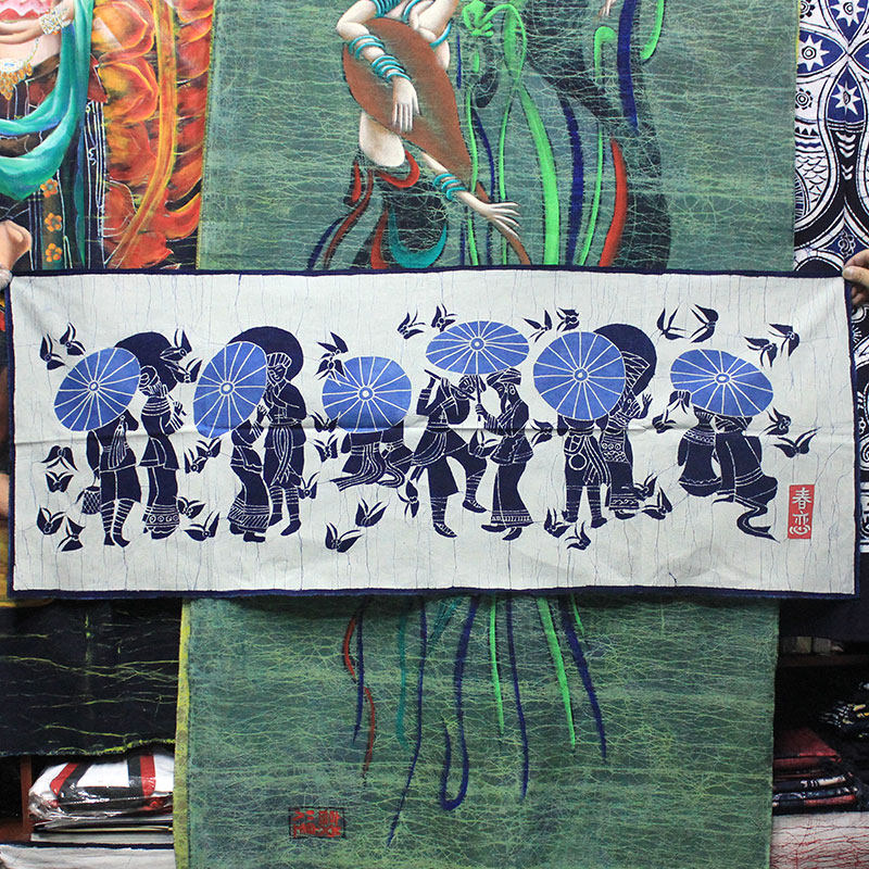 Ethnic style Home decoration Living room study decorative painting Table flag batik painting Characteristic handicraft batik wall cloth