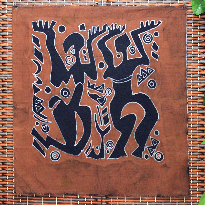 Abstract style batik painting Bar tea room Dining room Fabric decoration Mural Yunnan handicraft gift double dance