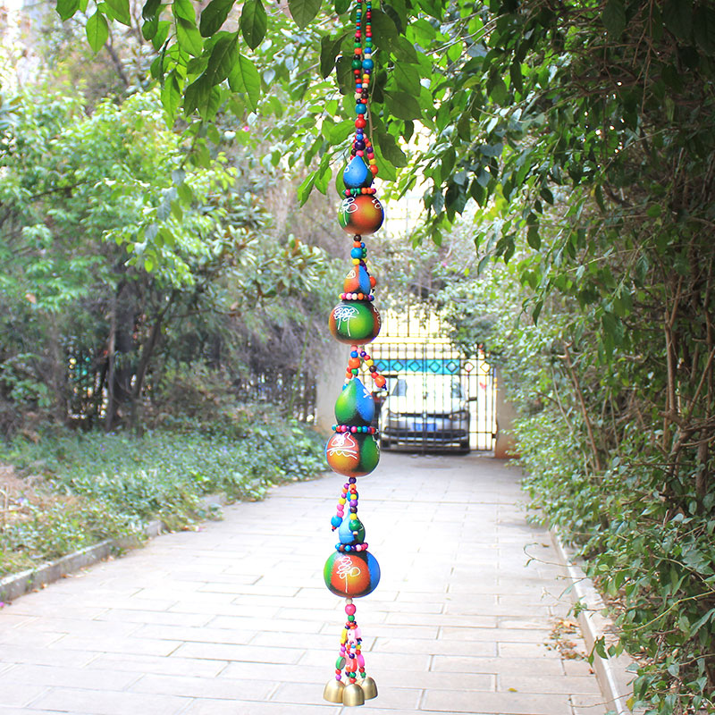 Real big gourd string wind chime pendant home Fulu Shouxi copper bell ornaments ethnic style dining room storefront decoration