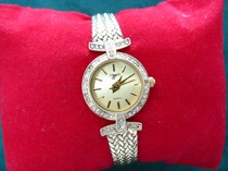 Outer ring diamond gold-plated Japanese quartz one-piece chain female watch