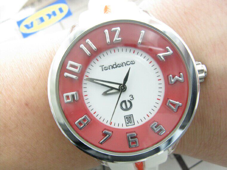 Heavenly Tendence red white-lined rubber sheet with Japanese quartz watches (both men and women can)