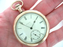 Elgin rose gold-covered American century-old porcelain plate antique old pocket watch elgin
