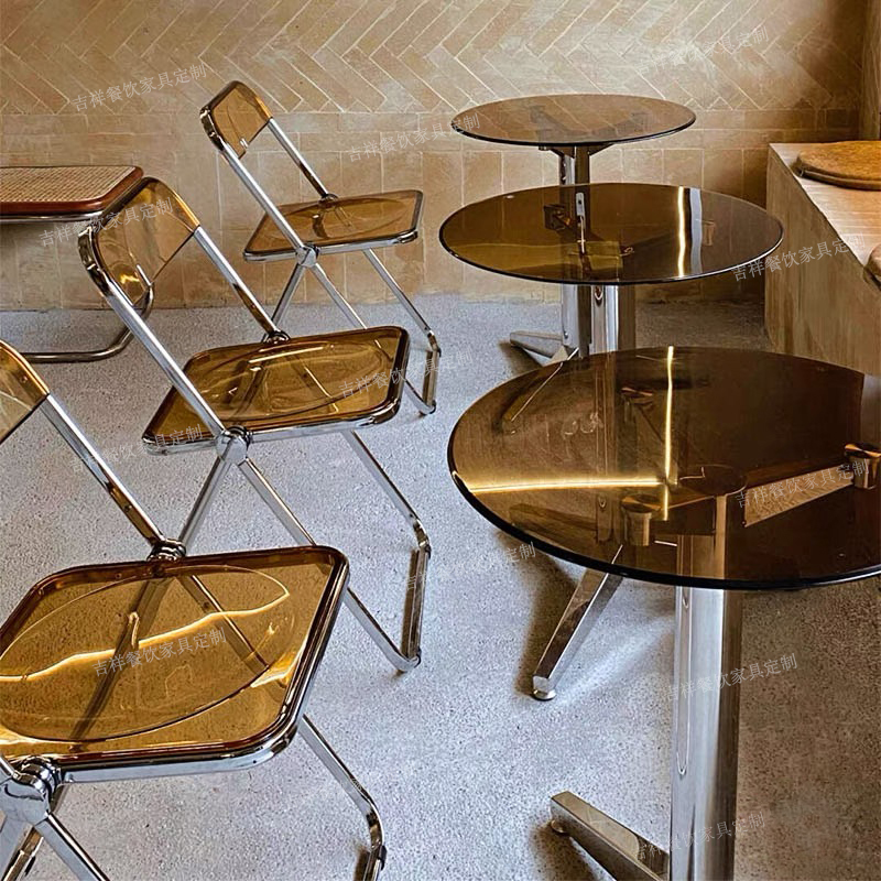Internet celebrity ins style clothing store photo transparent chair coffee shop milk tea shop folding chair acrylic simple dining chair