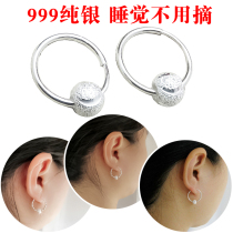 Sterling silver earrings 999 foot silver female New temperament earrings fashion earrings to sleep without earrings earrings silver jewelry