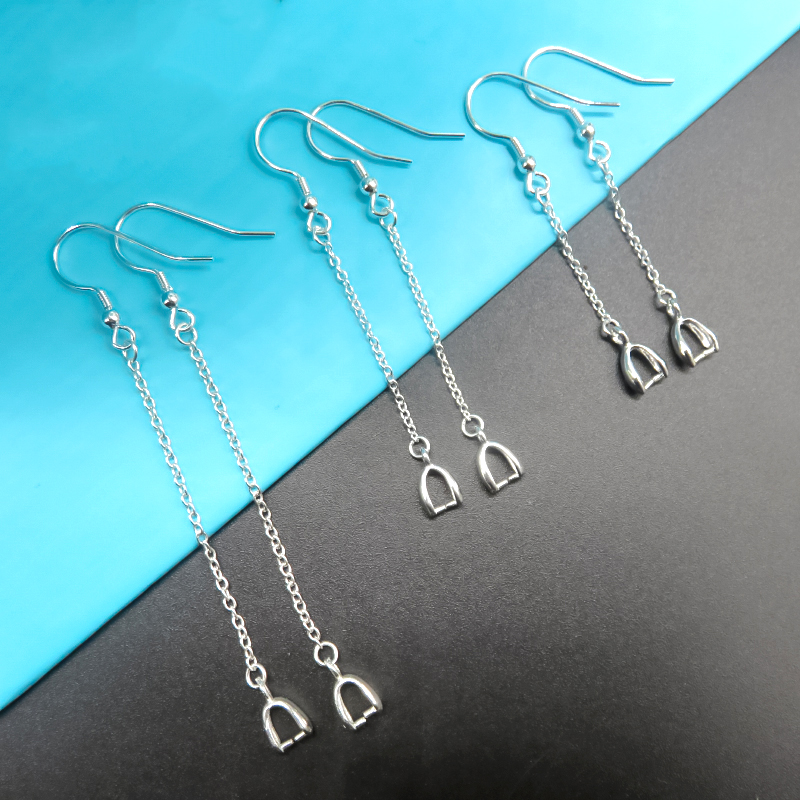 925 pure silver earring accessories long stream Su earhook jade crash clamp handmade diy ear decoration materials bag silver jewelry