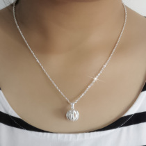 Sterling Silver Necklace Female 999 Silver Waterwave Chain with Lucky Ball Pendant Fashion Anxerror Student Gift Han