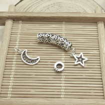 925 sterling silver star moon pendant personalized bracelet pendant handmade diy accessories material vintage Thai silver bead elbow